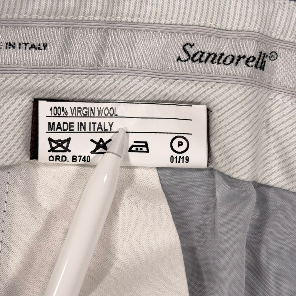 Santorelli Romeo Dress Trousers Pants Mens 40x33 Gray Wool Flat Front Italy - Picture 7 of 8